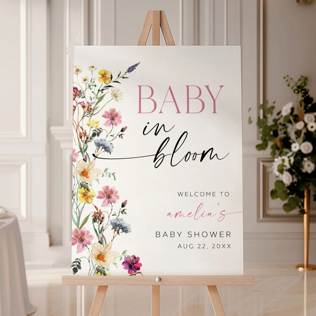 Baby In Bloom Border Welcome Sign