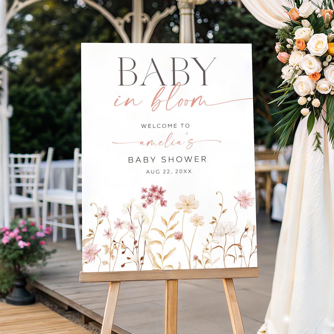 Baby In Bloom Boho Welcome Sign