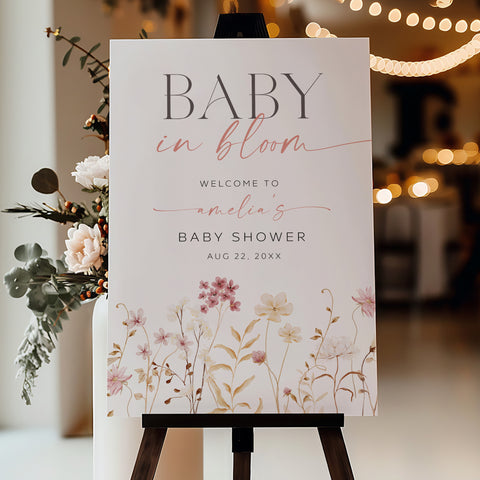 Baby In Bloom Boho Welcome Sign