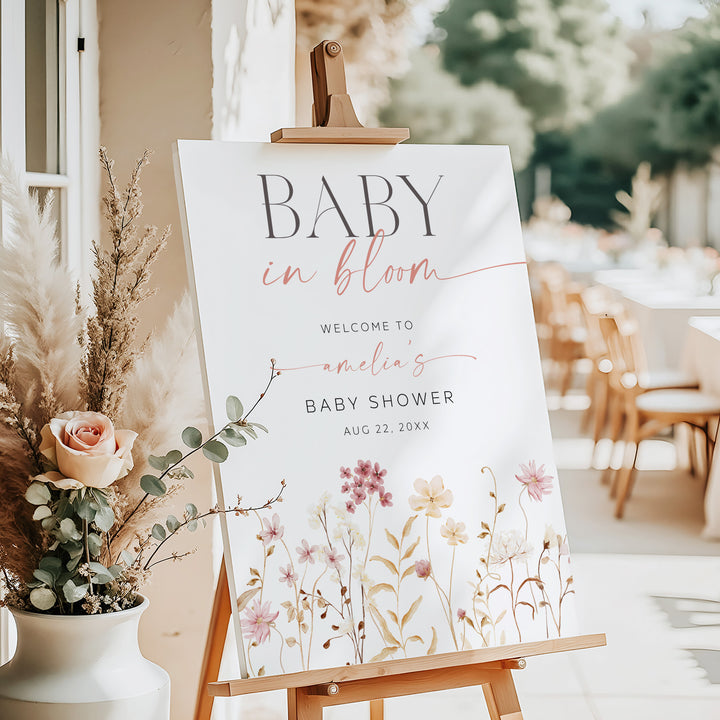 Baby In Bloom Boho Welcome Sign