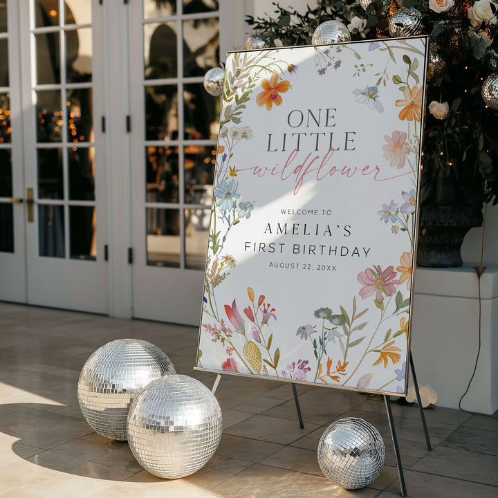 One Little Wildflower Birthday Welcome Sign