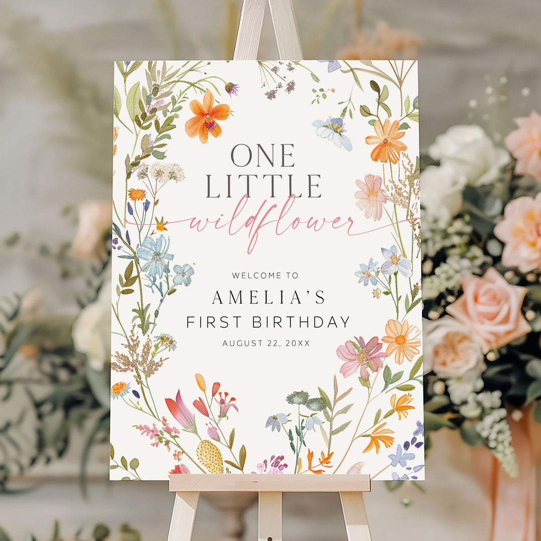 One Little Wildflower Birthday Welcome Sign