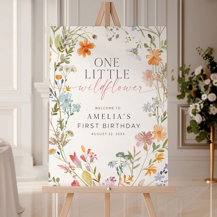 One Little Wildflower Birthday Welcome Sign