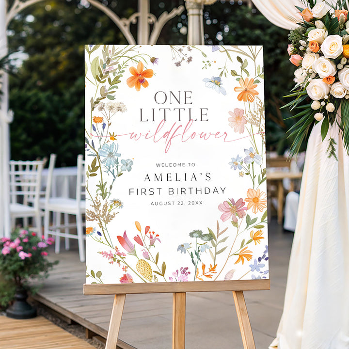 One Little Wildflower Birthday Welcome Sign