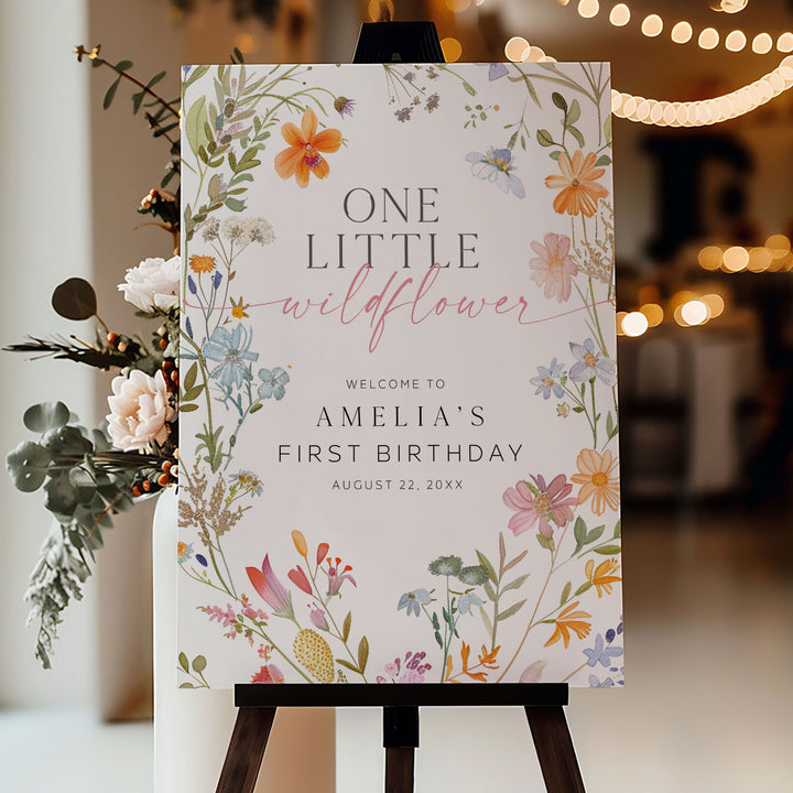One Little Wildflower Birthday Welcome Sign