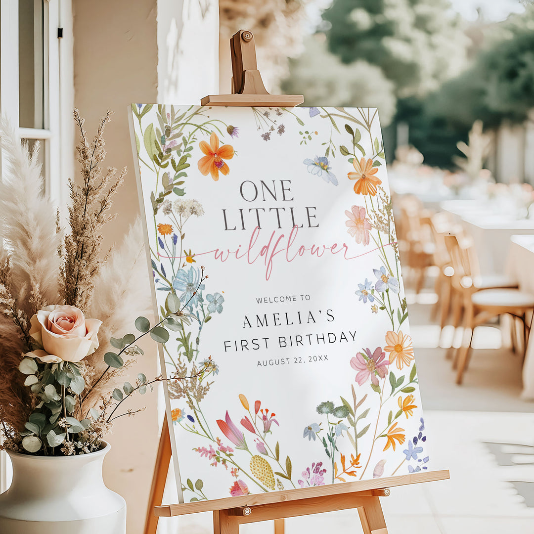 One Little Wildflower Birthday Welcome Sign