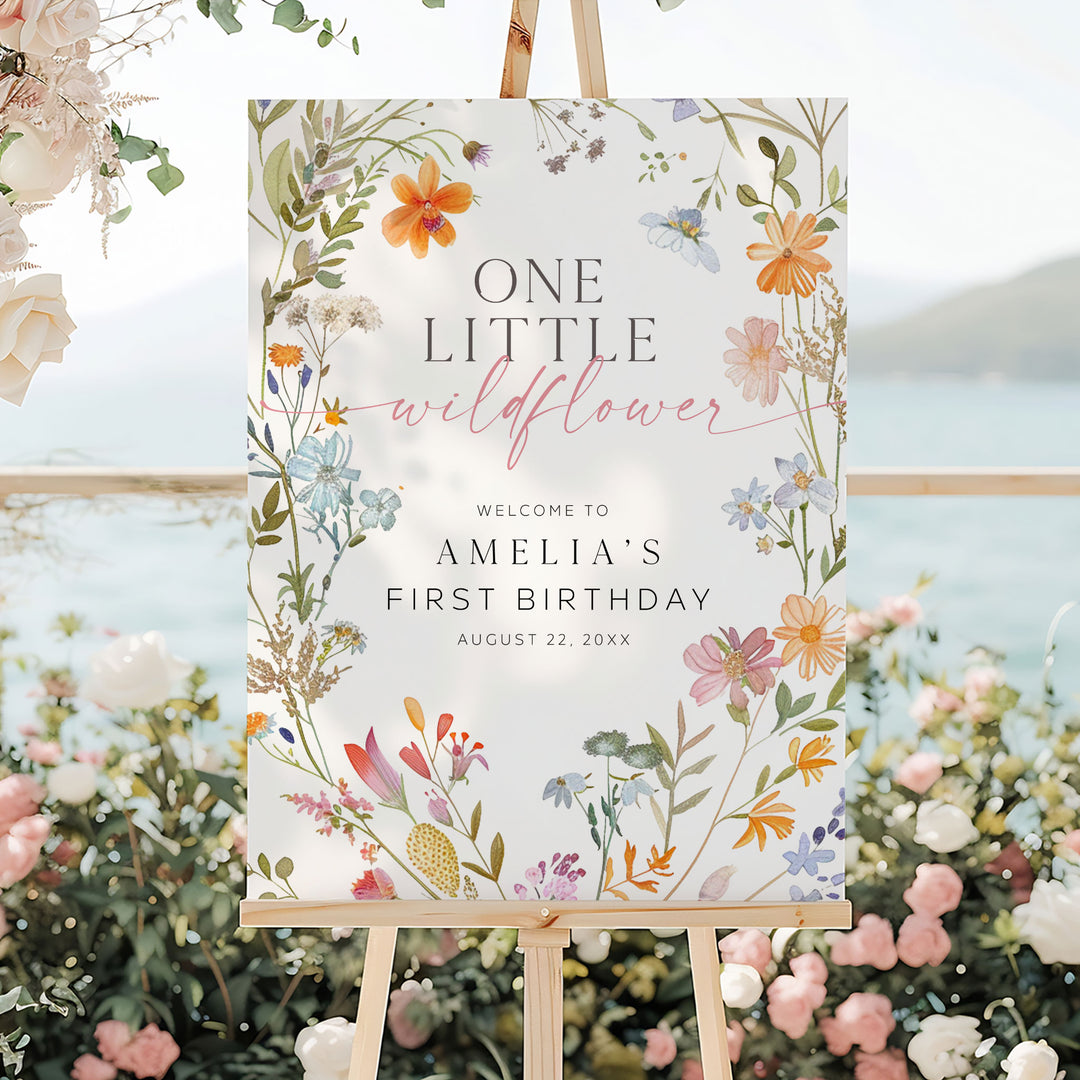 One Little Wildflower Birthday Welcome Sign