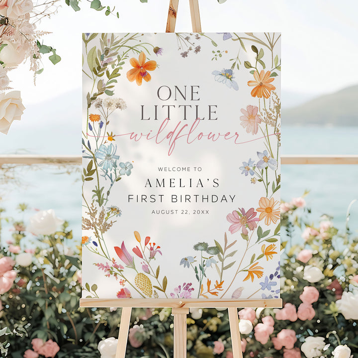 One Little Wildflower Birthday Welcome Sign