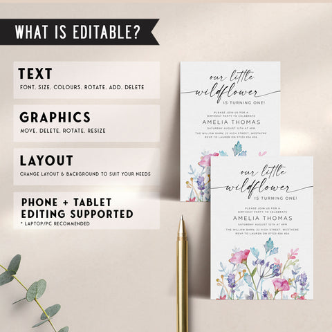Purple Little Wildflower Invitation