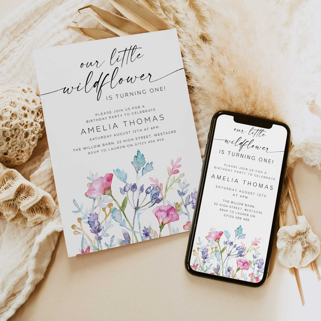 Purple Little Wildflower Invitation