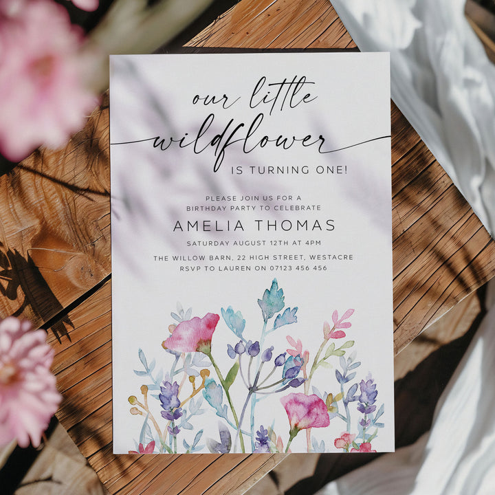 Purple Little Wildflower Invitation