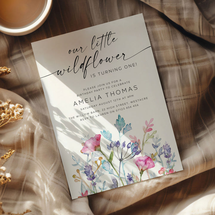 Purple Little Wildflower Invitation