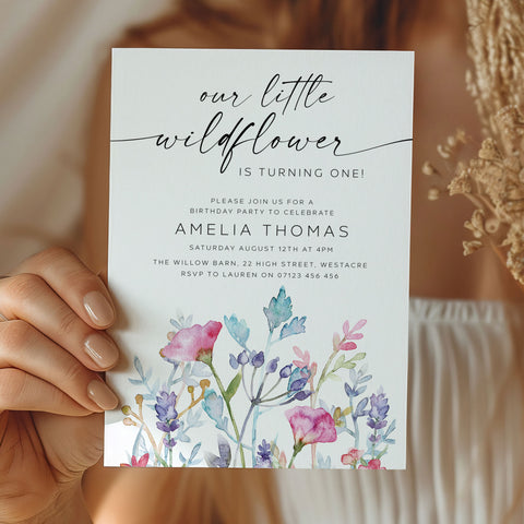 Purple Little Wildflower Invitation