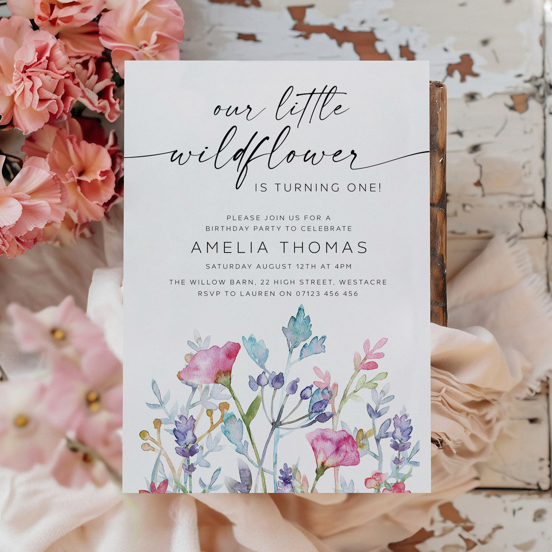 Purple Little Wildflower Invitation