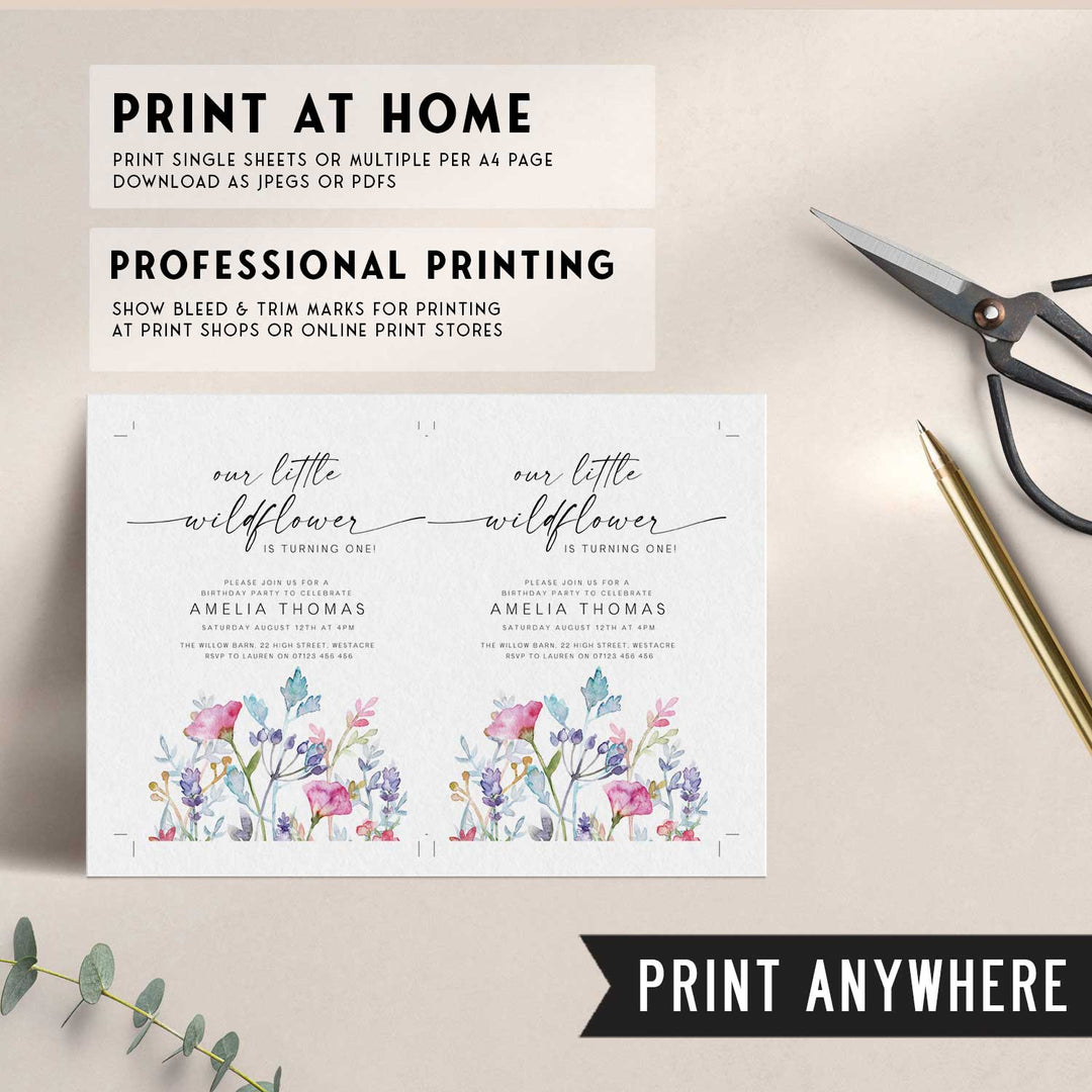 Purple Little Wildflower Invitation