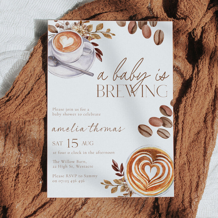 A Baby Is Brewing Two Cups Baby Shower Invitation