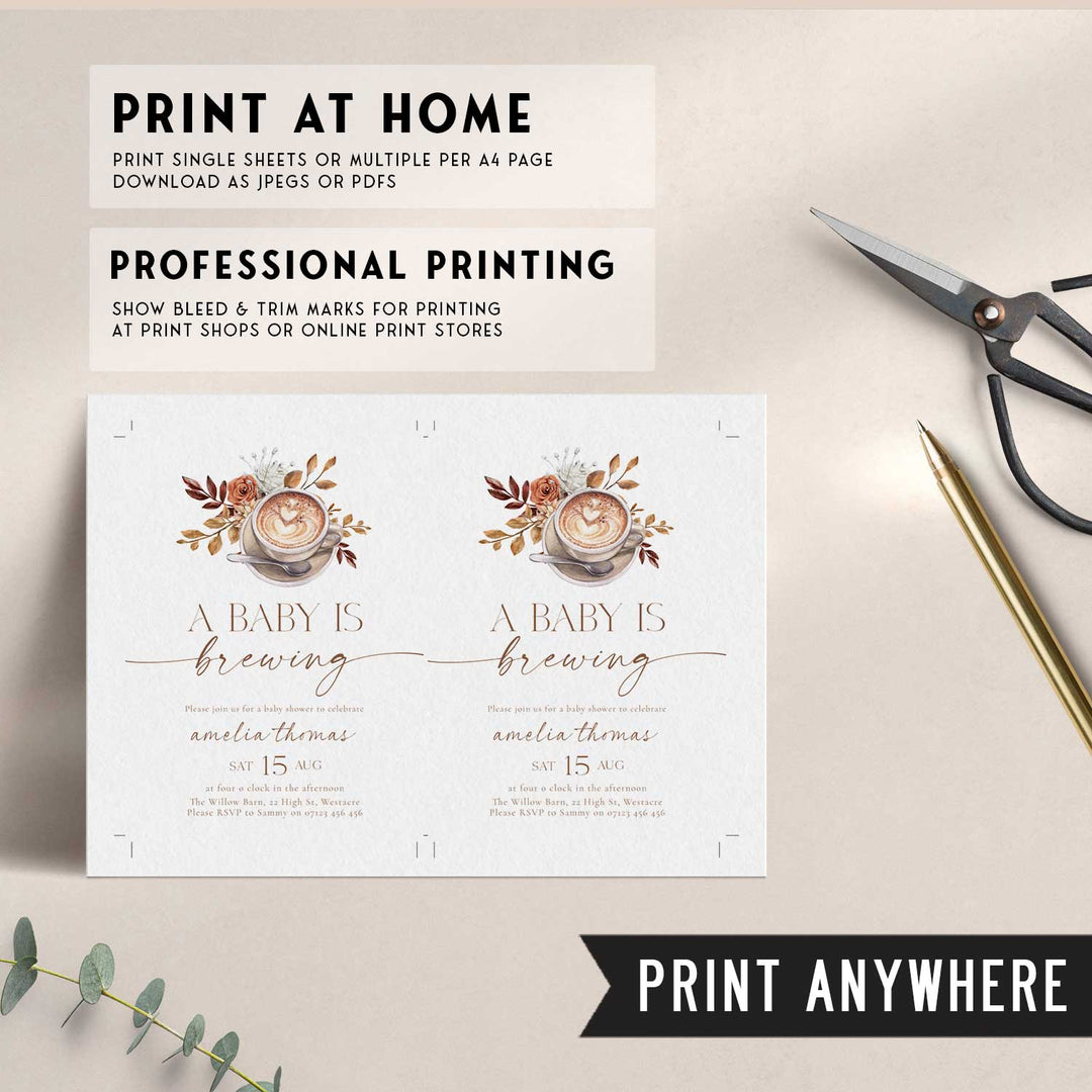 Modern Style Baby Is Brewing Baby Shower Invitation