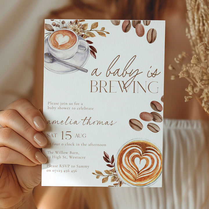 A Baby Is Brewing Two Cups Baby Shower Invitation