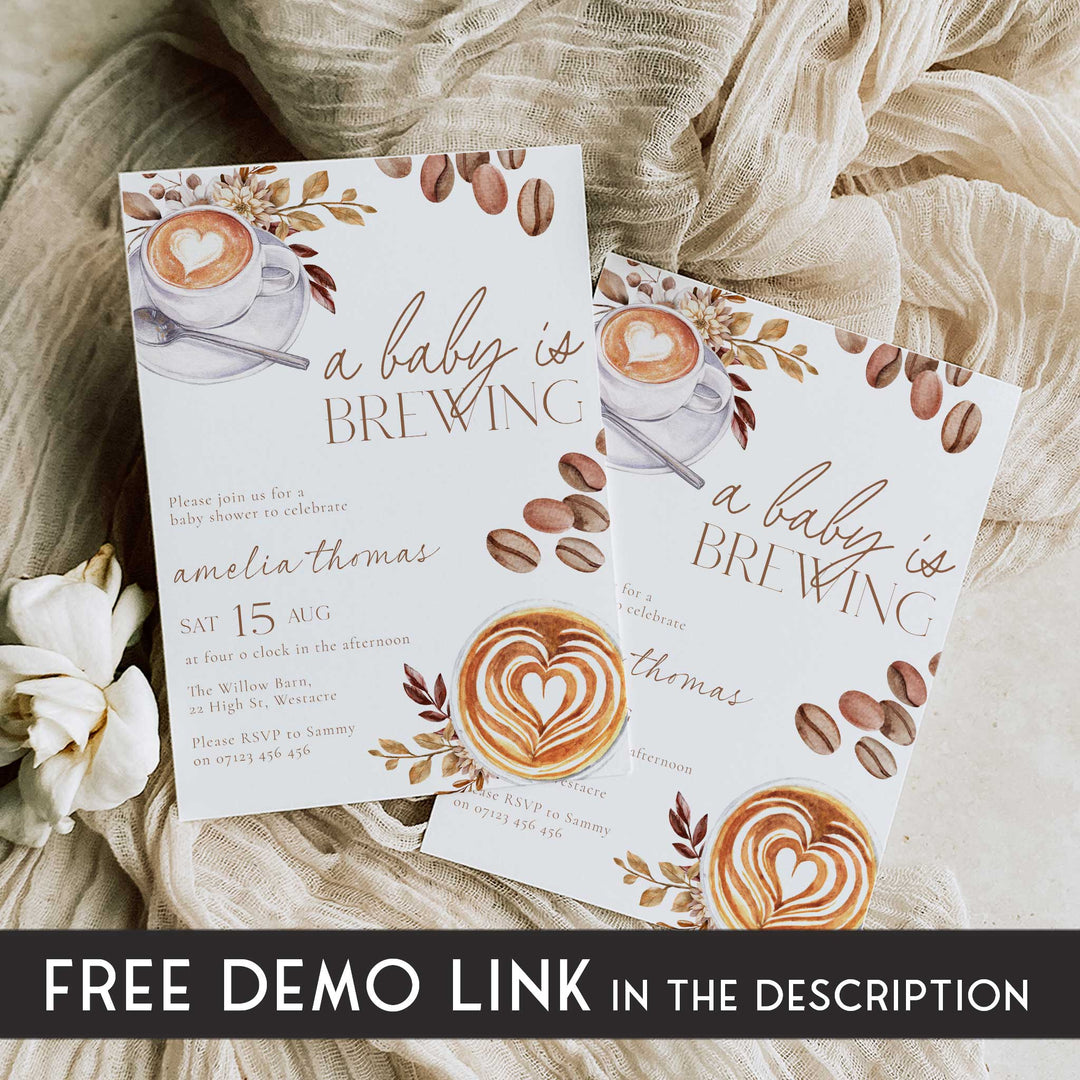 A Baby Is Brewing Two Cups Baby Shower Invitation