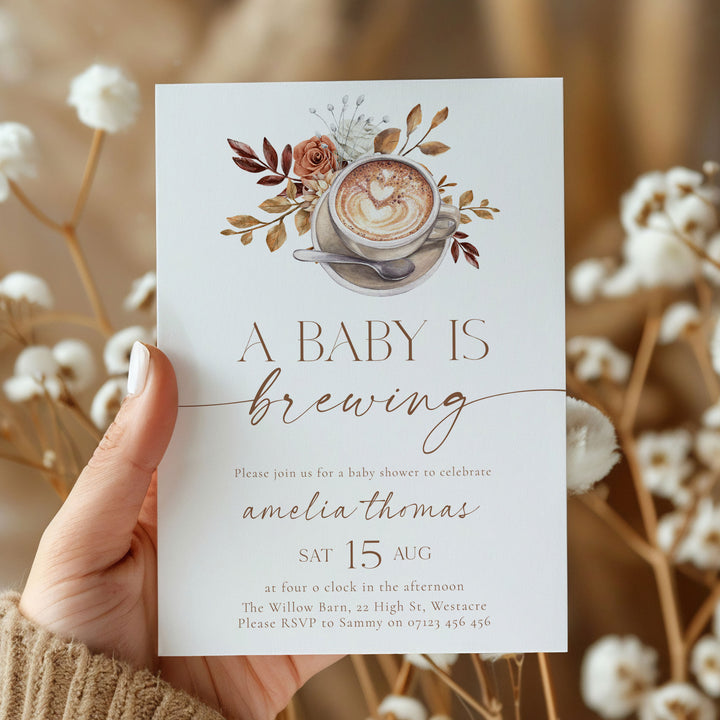 Modern Style Baby Is Brewing Baby Shower Invitation