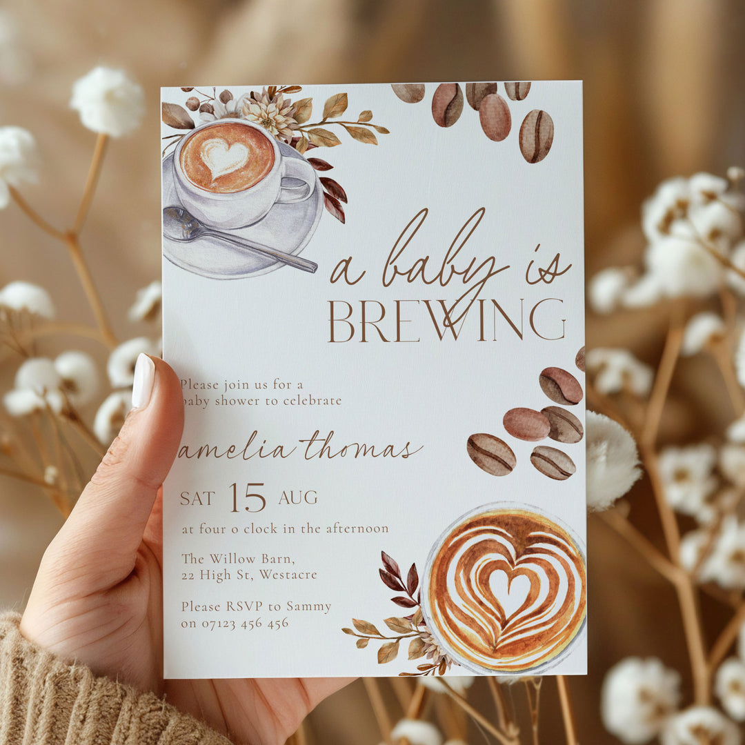 A Baby Is Brewing Two Cups Baby Shower Invitation