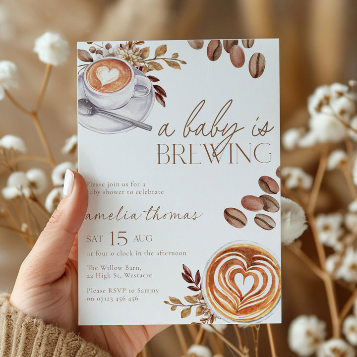 A Baby Is Brewing Two Cups Baby Shower Invitation