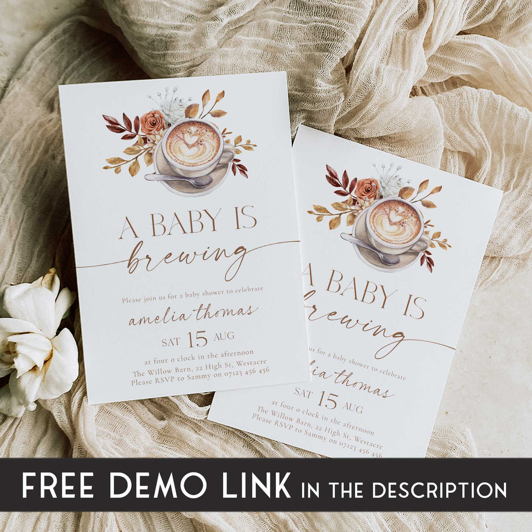 Modern Style Baby Is Brewing Baby Shower Invitation