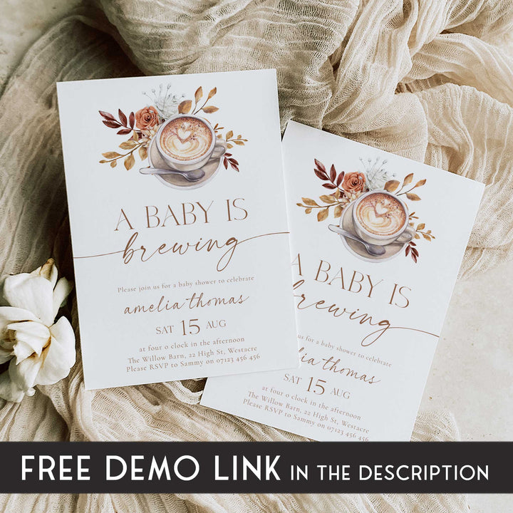 Modern Style Baby Is Brewing Baby Shower Invitation