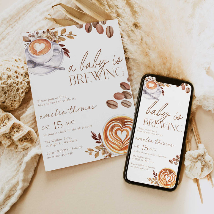 A Baby Is Brewing Two Cups Baby Shower Invitation