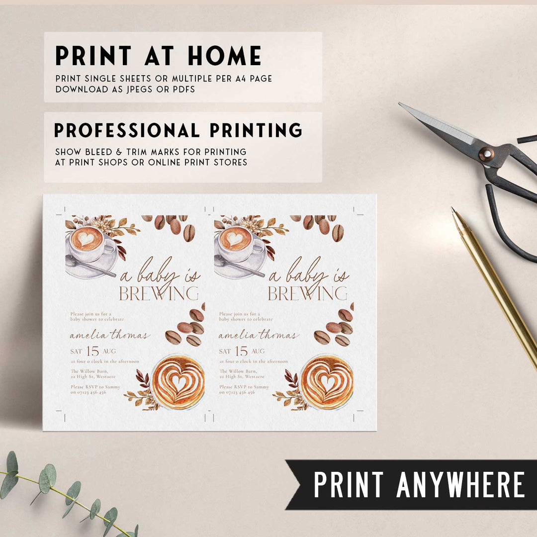 A Baby Is Brewing Two Cups Baby Shower Invitation