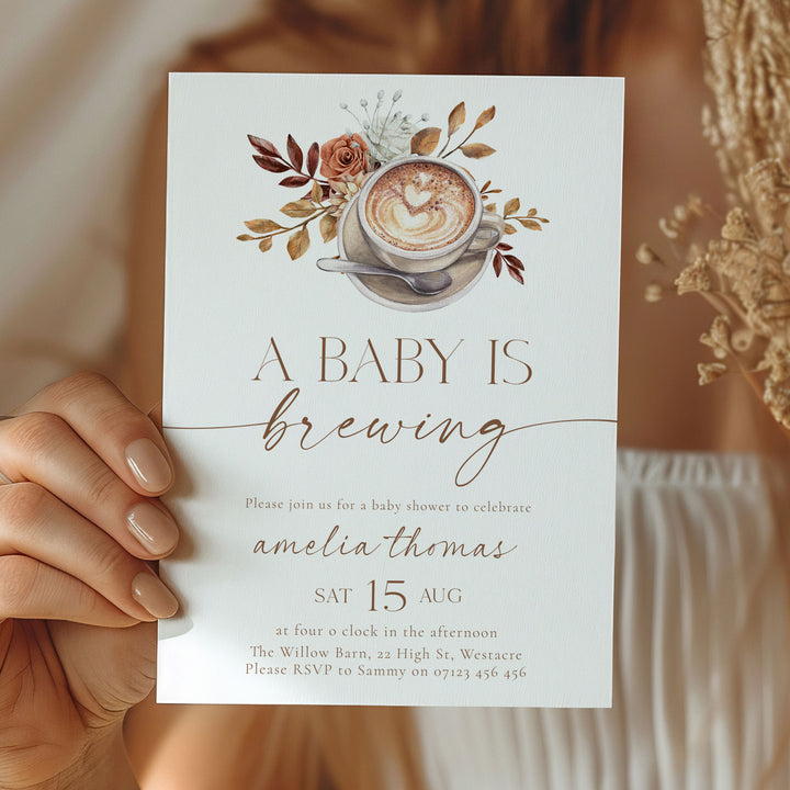 Modern Style Baby Is Brewing Baby Shower Invitation