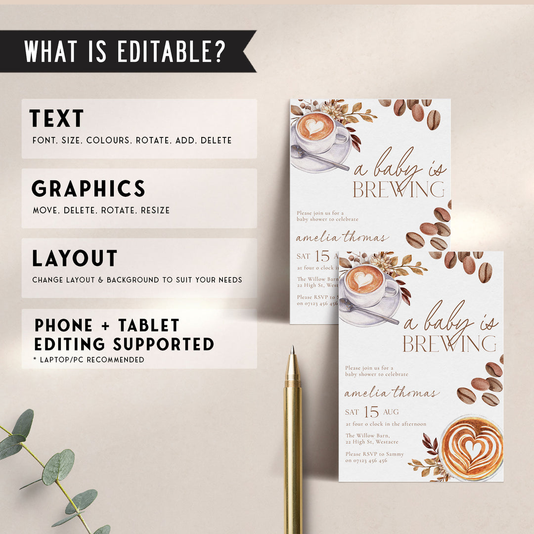 A Baby Is Brewing Two Cups Baby Shower Invitation