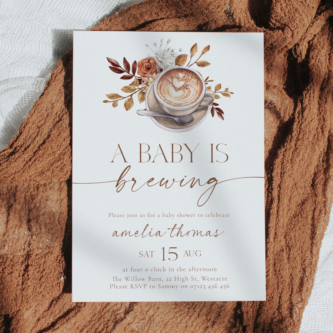 Modern Style Baby Is Brewing Baby Shower Invitation
