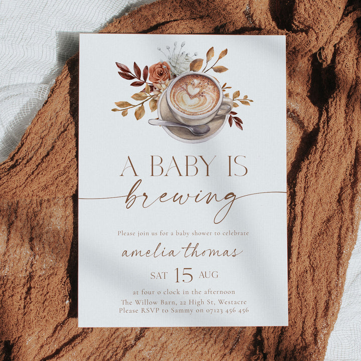 Modern Style Baby Is Brewing Baby Shower Invitation