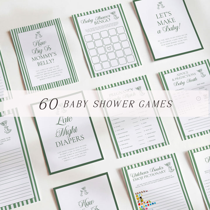 60 Tini One Baby Shower Games that are editable in Canva