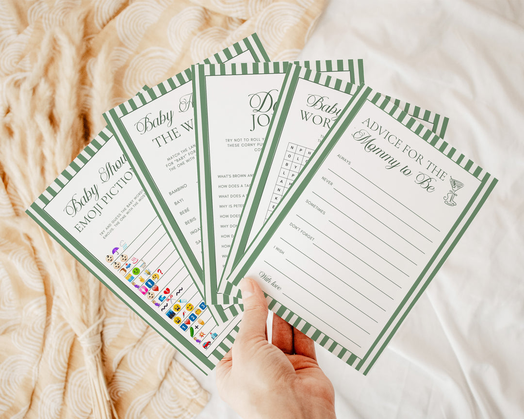 60 Tini One Baby Shower Games that are editable in Canva