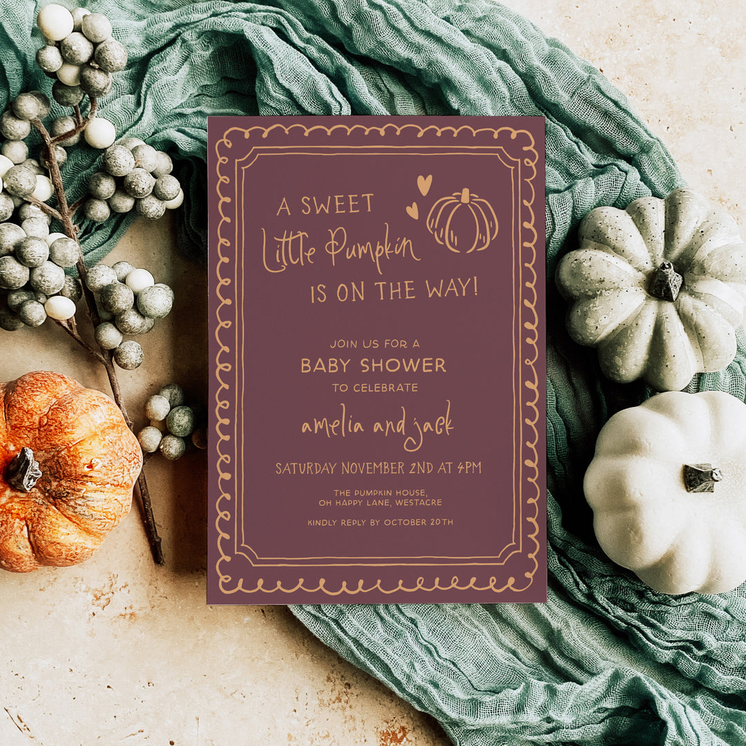 Little Pumpkin Baby Shower Invitation Set