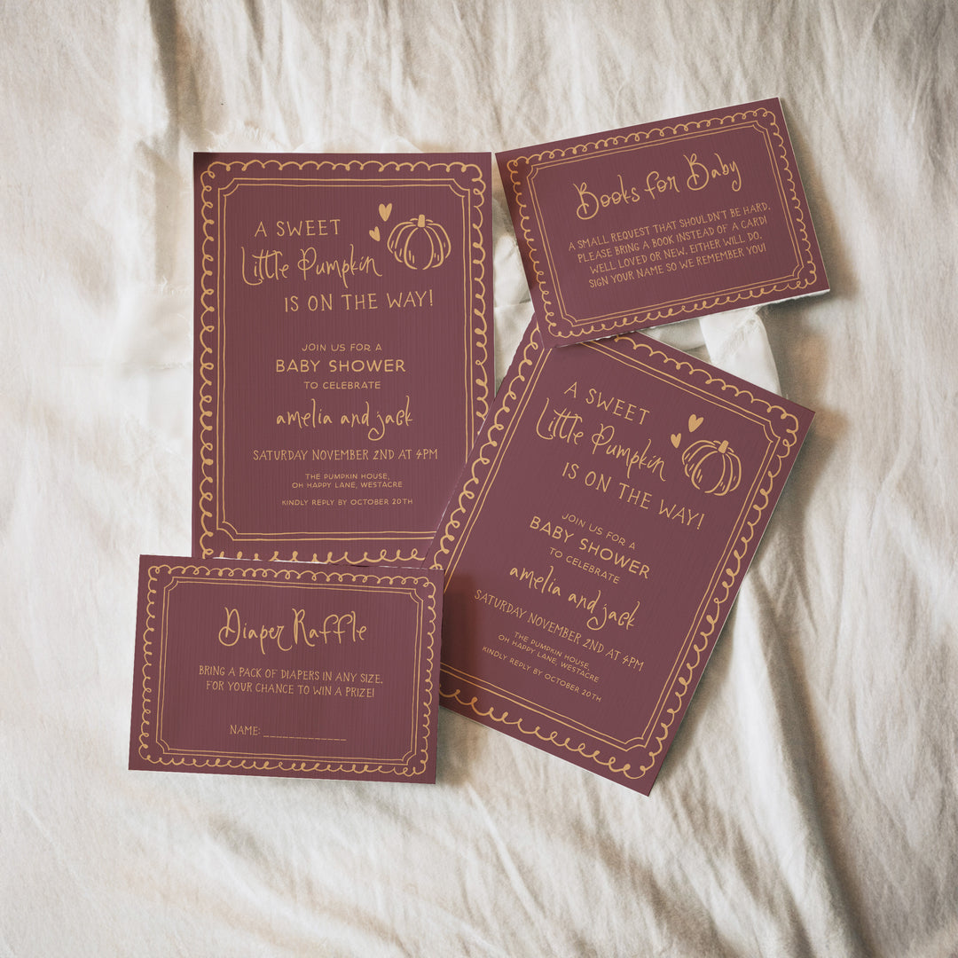 Little Pumpkin Baby Shower Invitation Set