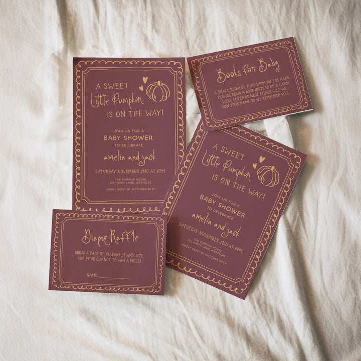 Little Pumpkin Baby Shower Invitation Set