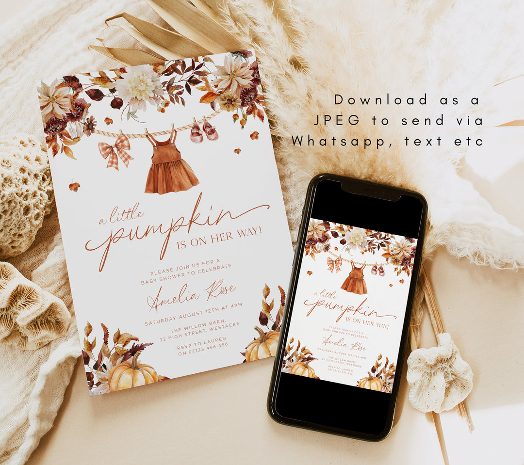 Fall Clothesline Baby Shower Invitation Set