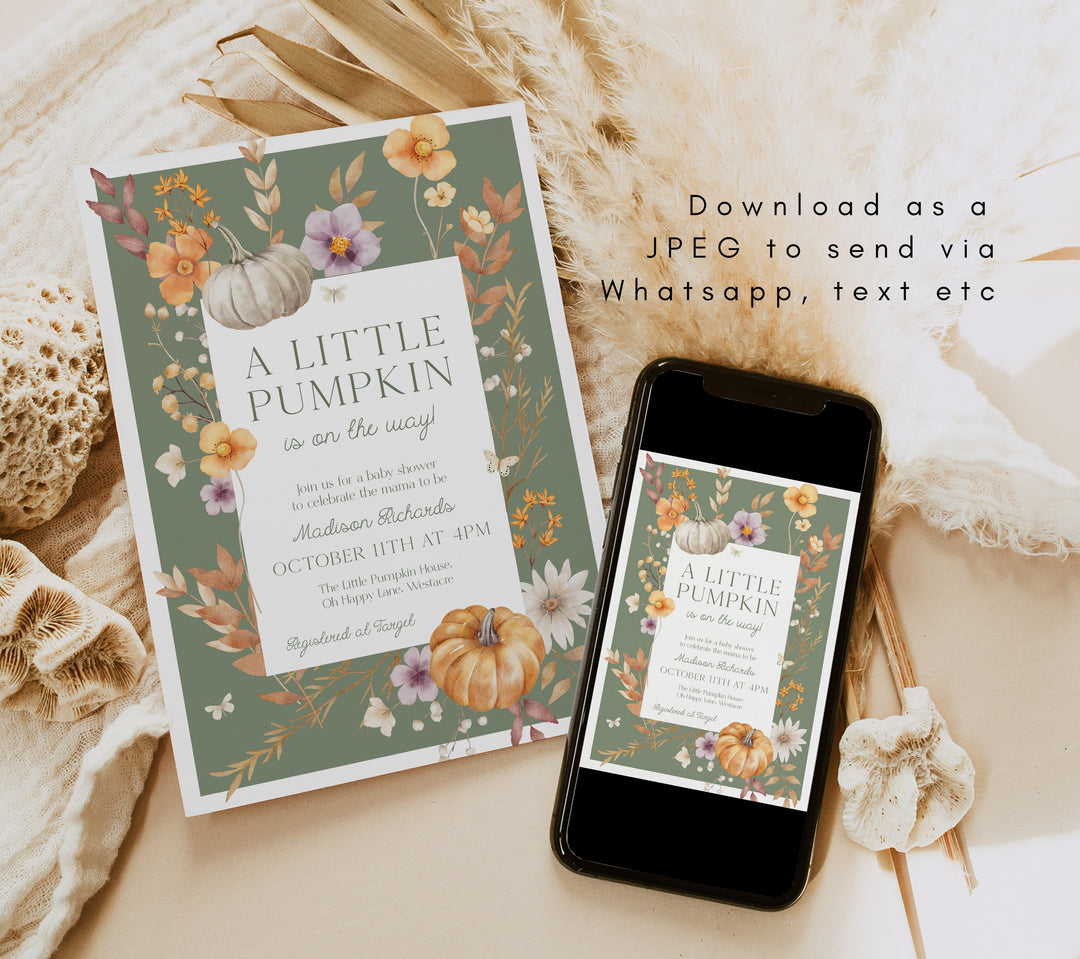 Autumn Block Floral Baby Shower Invitation