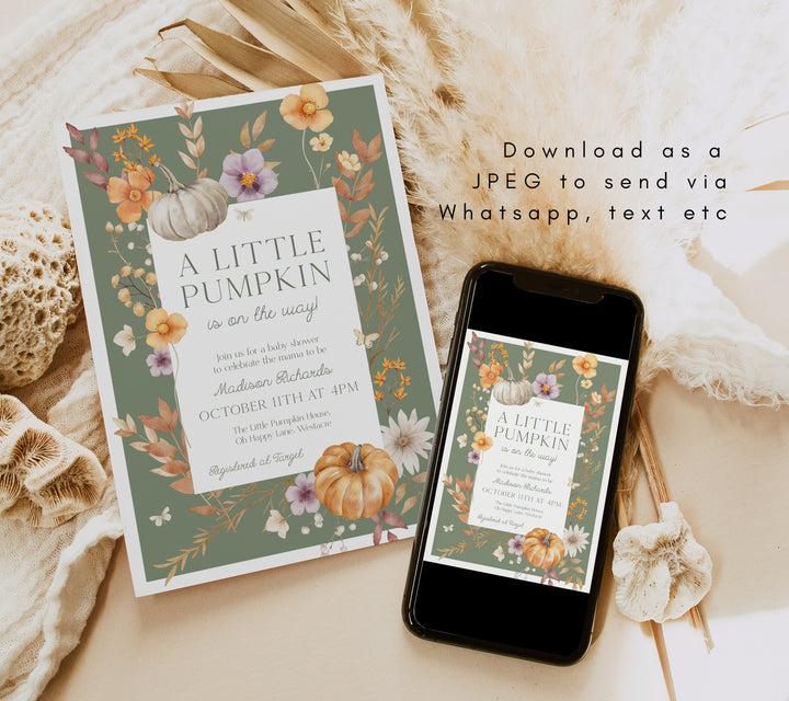 Autumn Block Floral Baby Shower Invitation