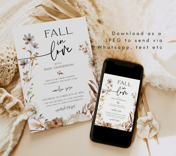 Fall in Love Wreath Baby Shower Invitation