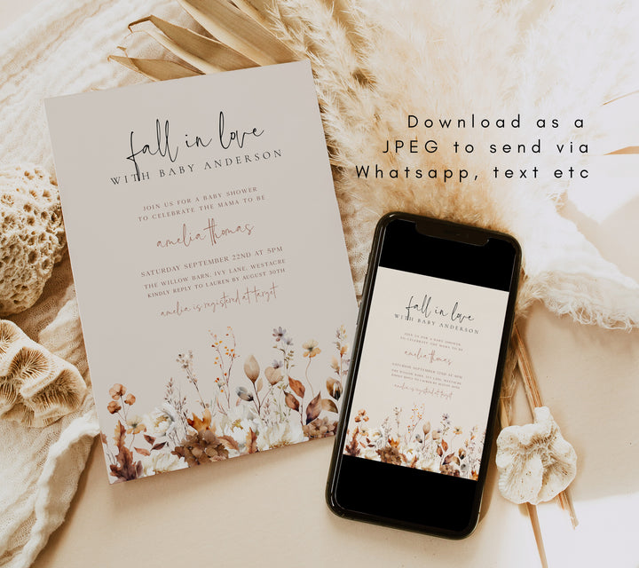 Autumn Wildflowers Baby Shower Invitation