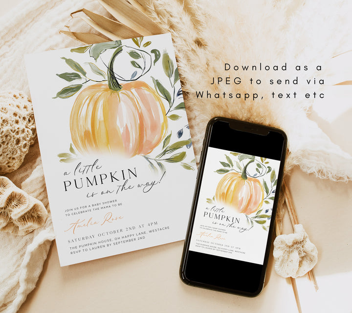 Hand Drawn Pumpkin Baby Shower Invitation