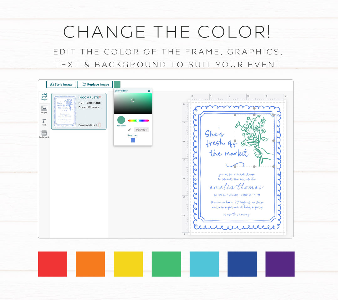 Blue Doodle Baby Shower Invitation