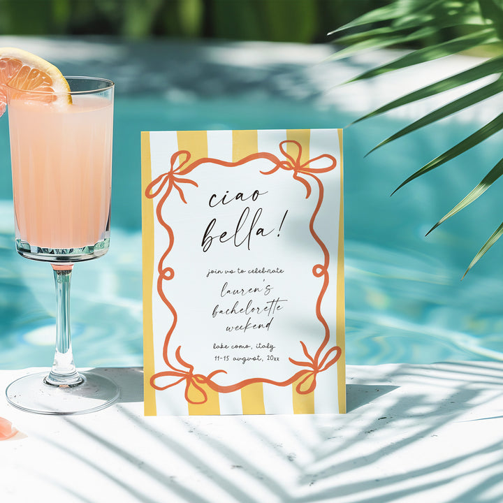 Ciao Bella Yellow & Orange Bachelorette Invitation