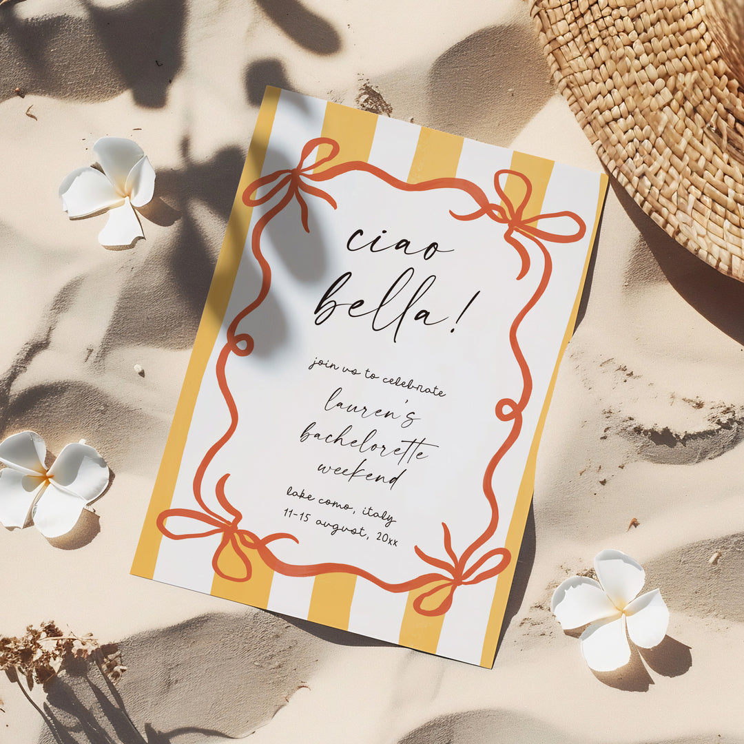 Ciao Bella Yellow & Orange Bachelorette Invitation