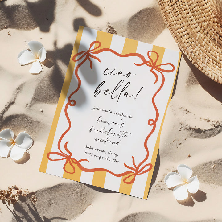 Ciao Bella Yellow & Orange Bachelorette Invitation