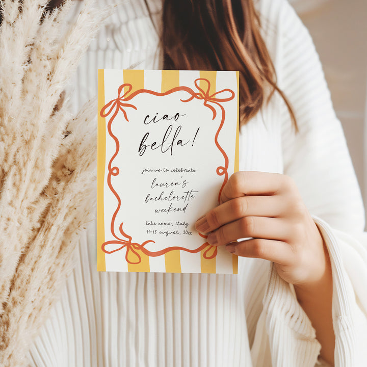 Ciao Bella Yellow & Orange Bachelorette Invitation